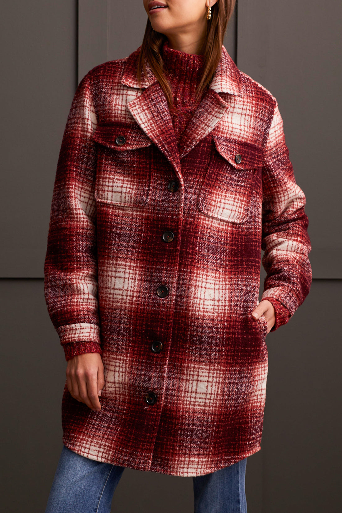 Jacket /w Notch Collar-Portwine-7183O