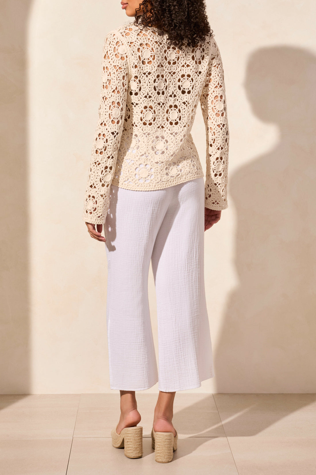 Crochet V-Neck Bell Sweater 5751O - CocoMilk