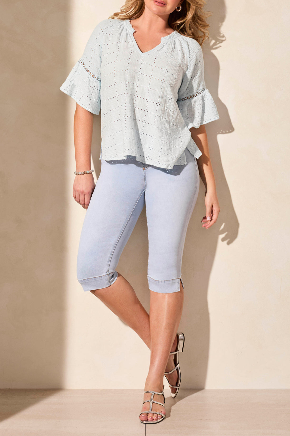 Raglan Sleeve Blouse 5827O Water Blue