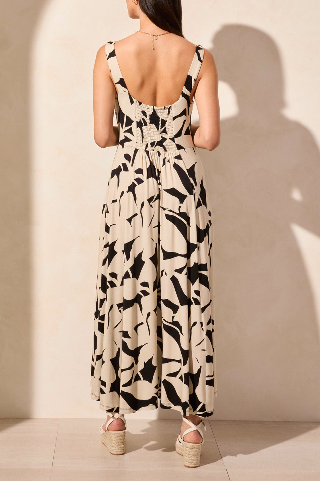 Printed Sleeveless High Low Dress-1677O-Safari