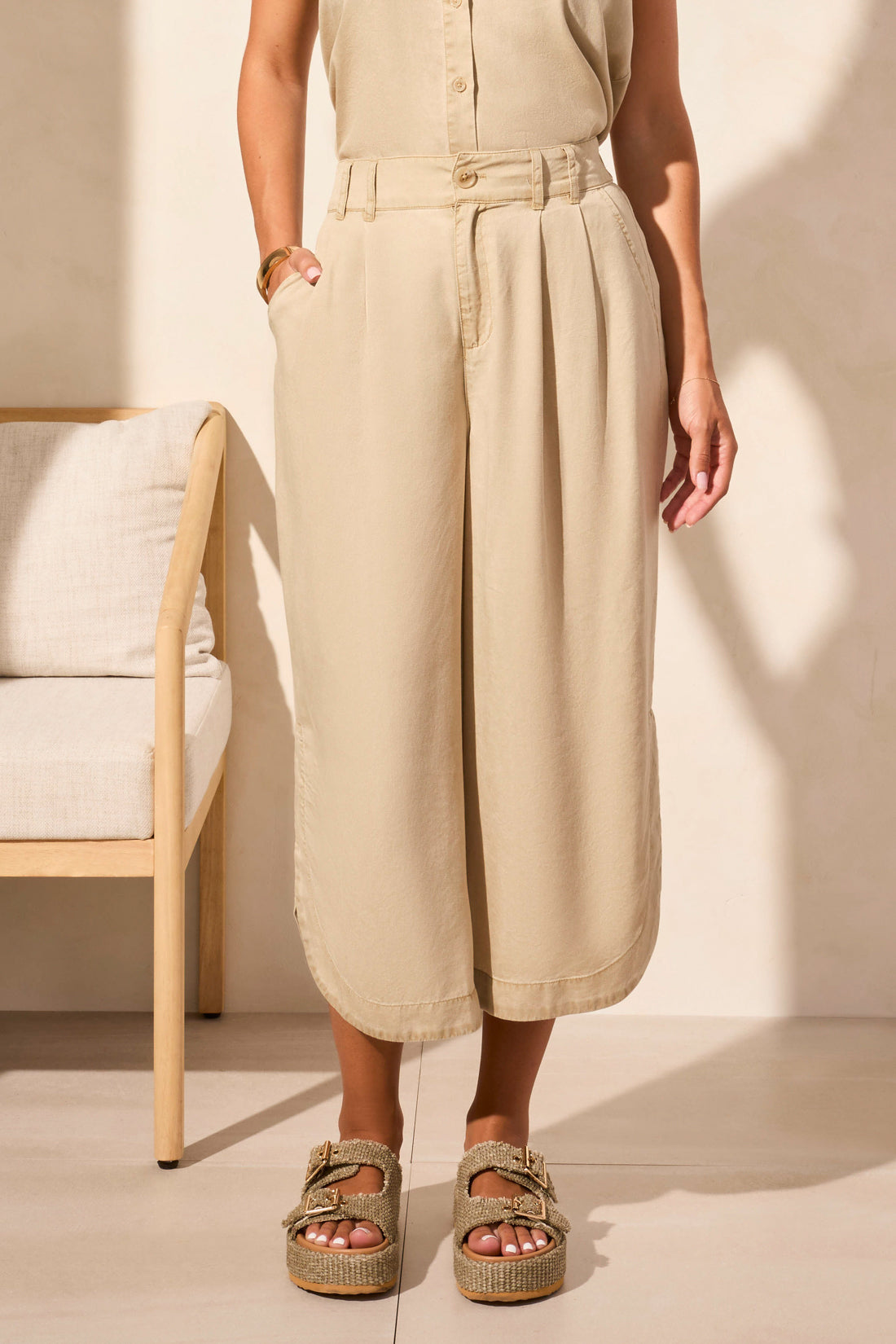 Flowy Pant w/ Tulip Hem 5534O-Dustysand