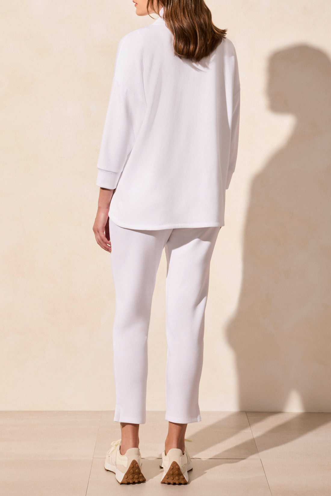 3/4 Sleeve Top with Zipper 2040O-White