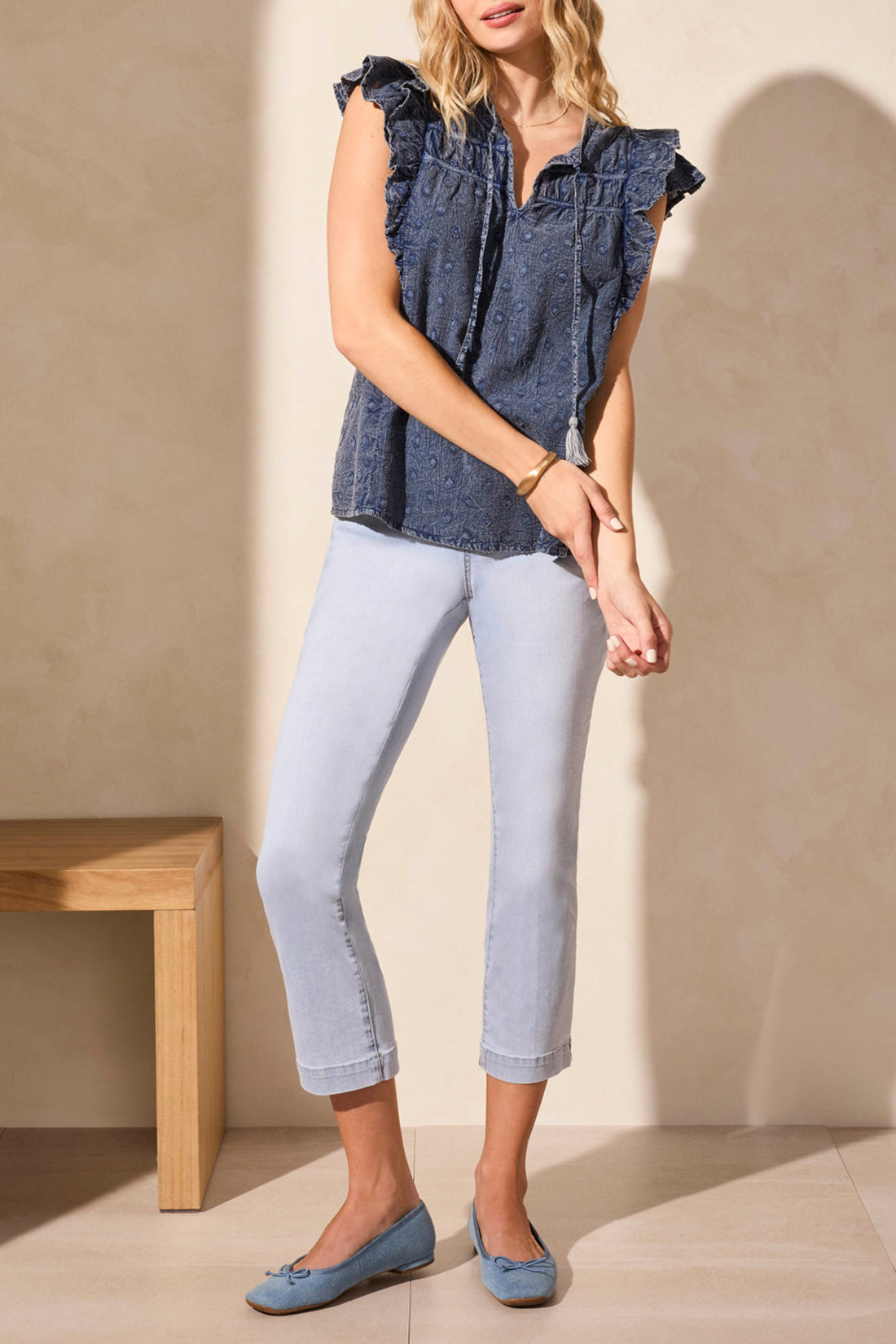 Frill Sleeve Blouse 5826O - ScubaBlue