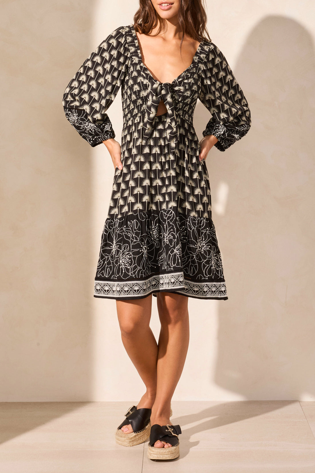Wear 2 ways Embroidered Dress 928O-Black