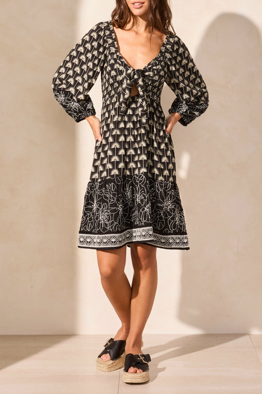 Wear 2 ways Embroidered Dress 928O-Black