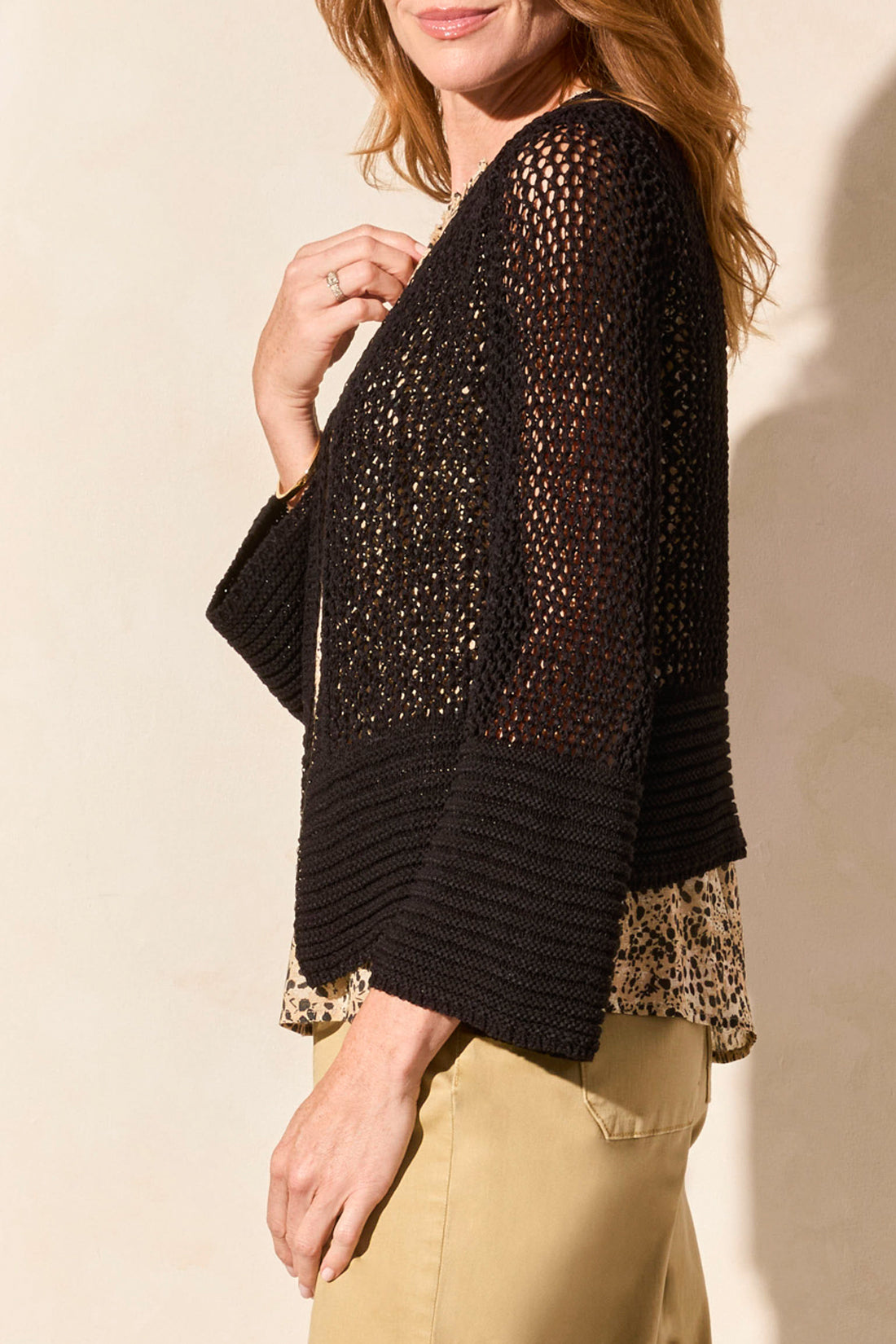 Open Stitch Cardigan 5758O - Black