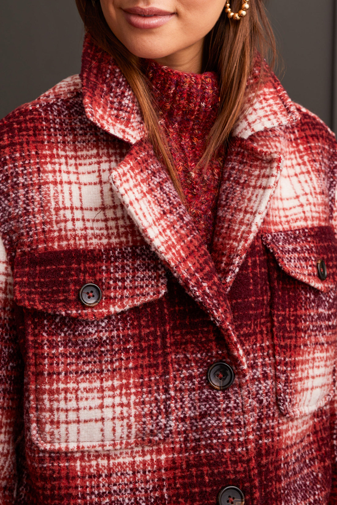 Jacket /w Notch Collar-Portwine-7183O