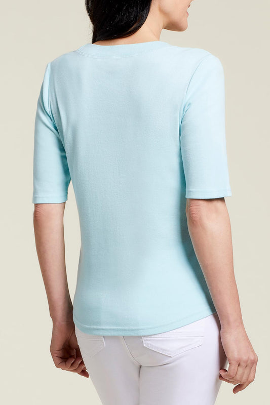 Elbow Sleeve Scoop Neck 1356o Ice Aqua
