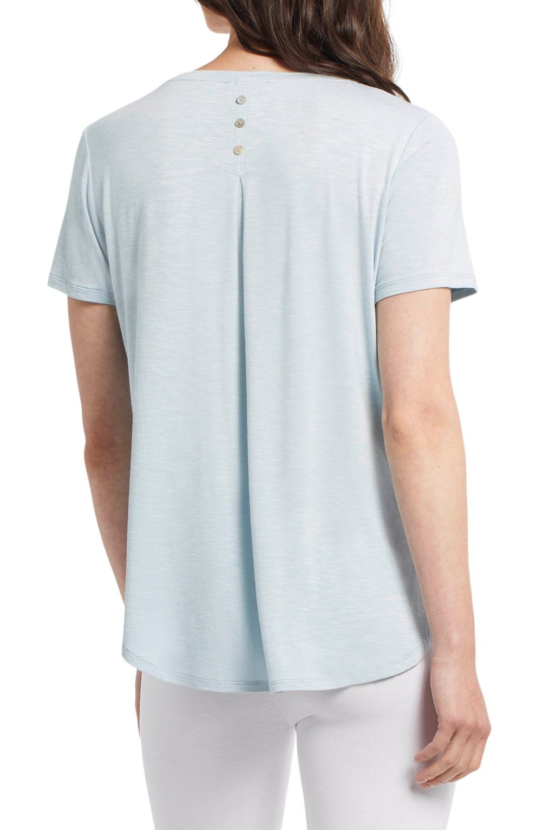 S/S Crew Neck Top /w Button Back Dtl - Clearsky - 4821O