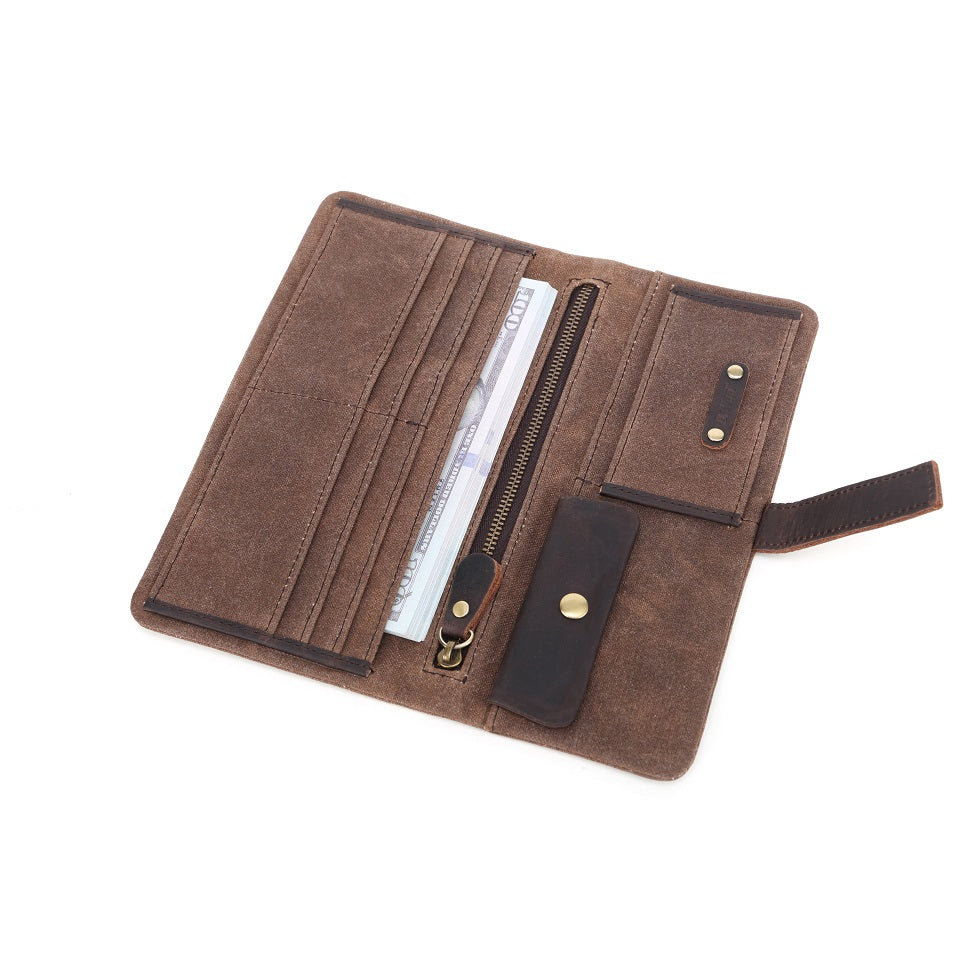 Waxed Canvas Long Wallet W3003 Brown