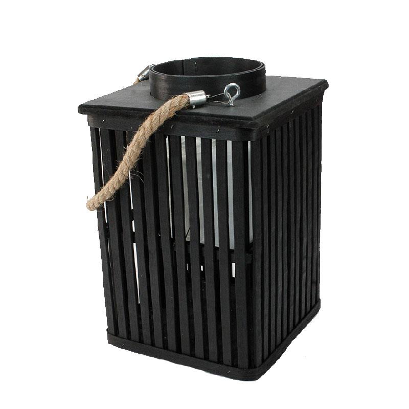 Square Candle Lamp Black Med 12875