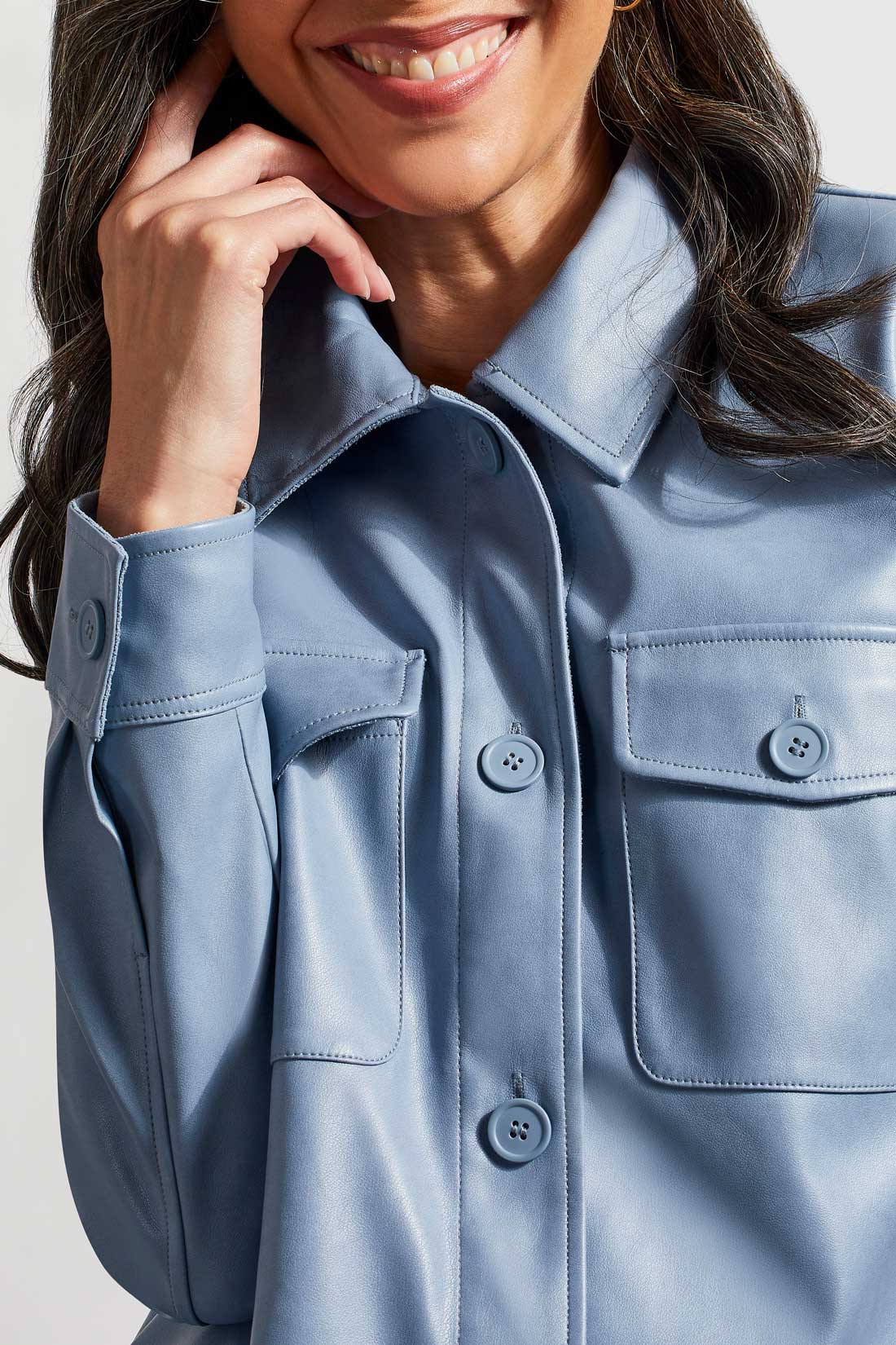 1213o 4610 Soft Vegan Leather Jkt Bluestone