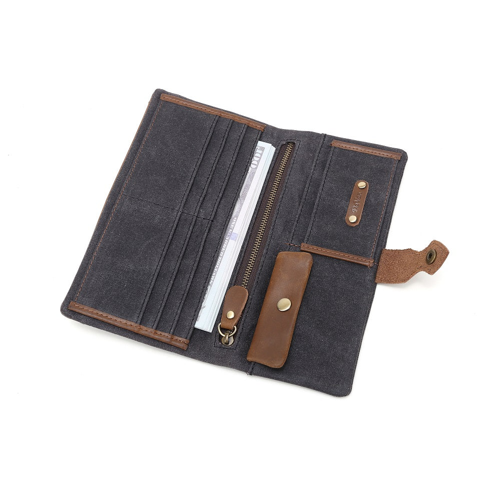 Waxed Canvas Long Wallet W3009 Black
