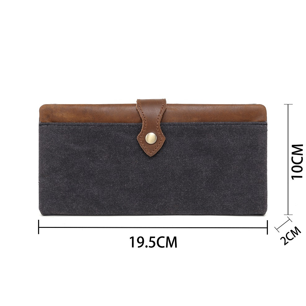 Waxed Canvas Long Wallet W3009 Black