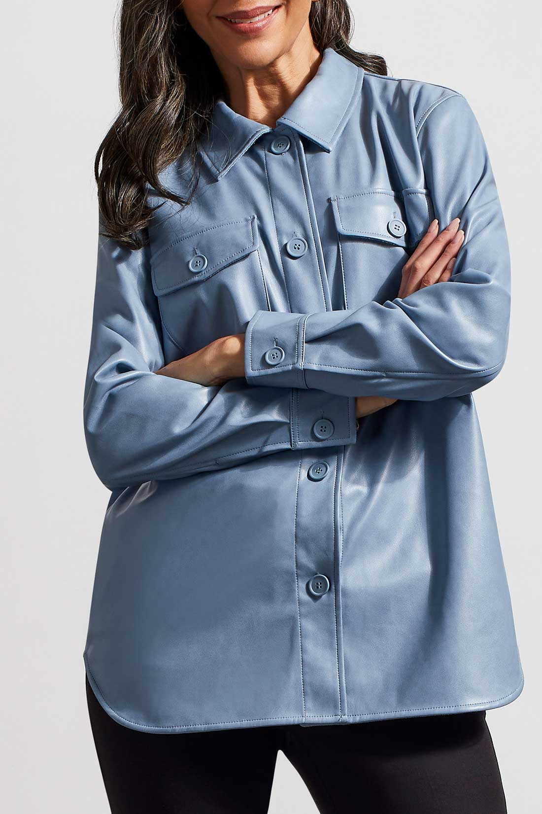 1213o 4610 Soft Vegan Leather Jkt Bluestone
