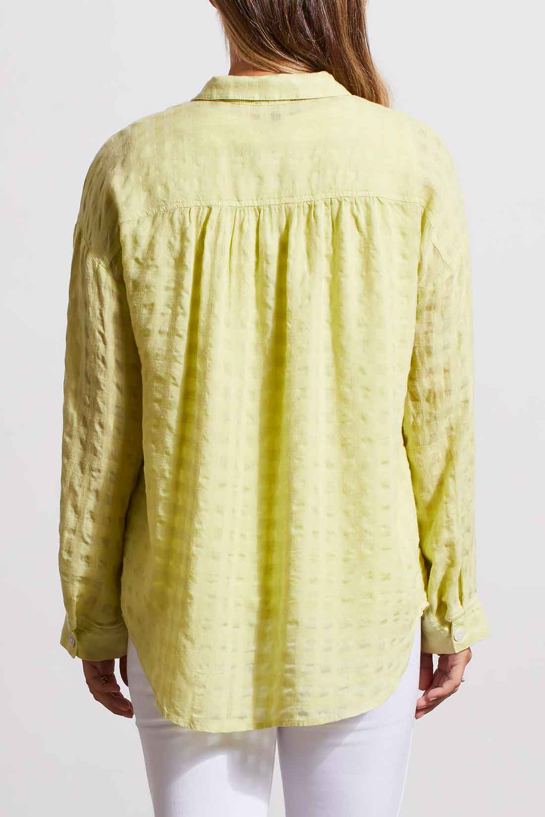 L/S BTN FRT BLOUSE-WILDLIME 1753O-3887