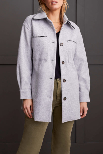 Button Front Coat -Grey Mix-1864O