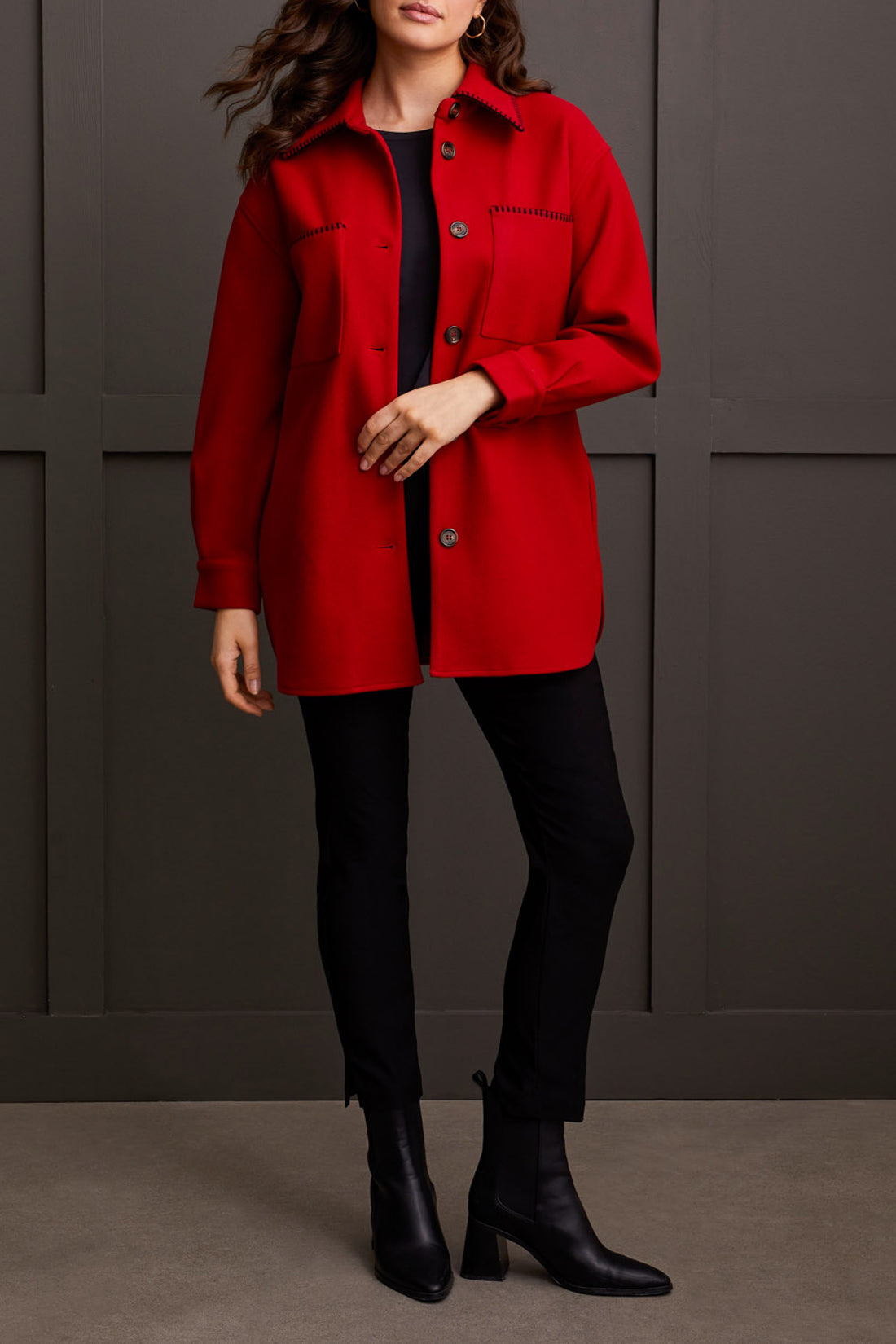 Button Front Coat-Scarlet-1864O