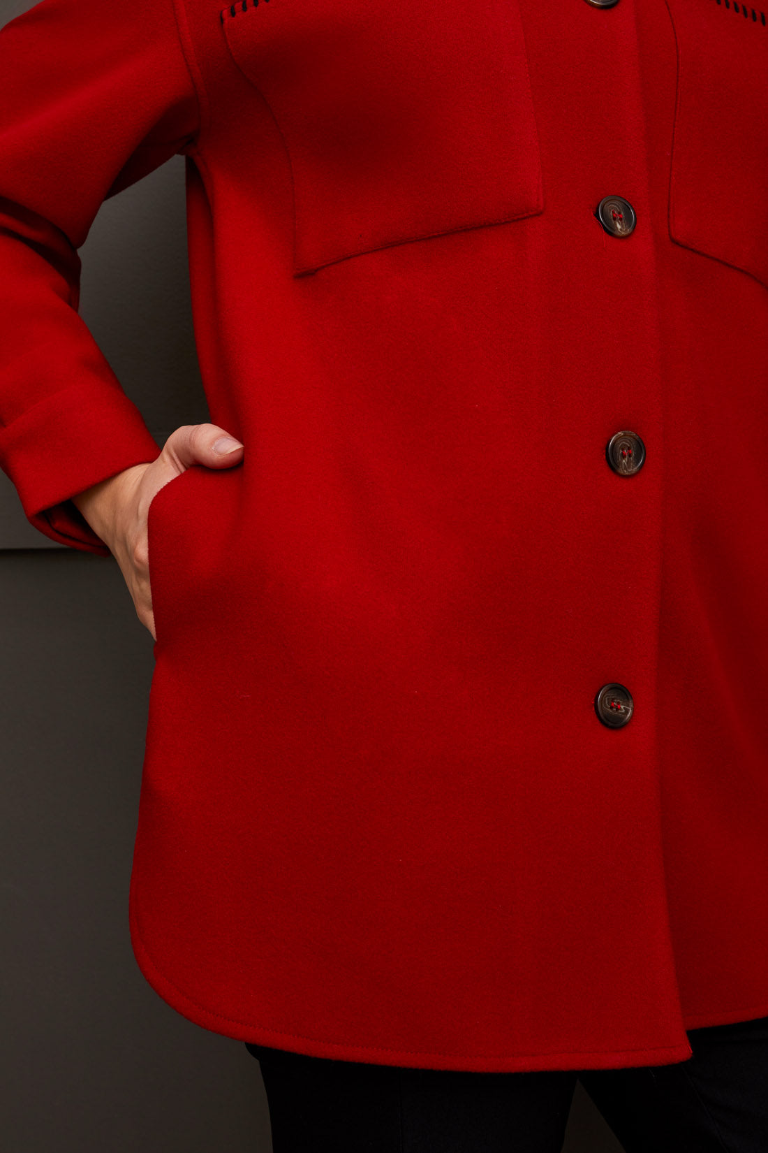 Button Front Coat-Scarlet-1864O