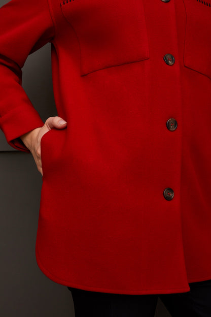 Button Front Coat-Scarlet-1864O