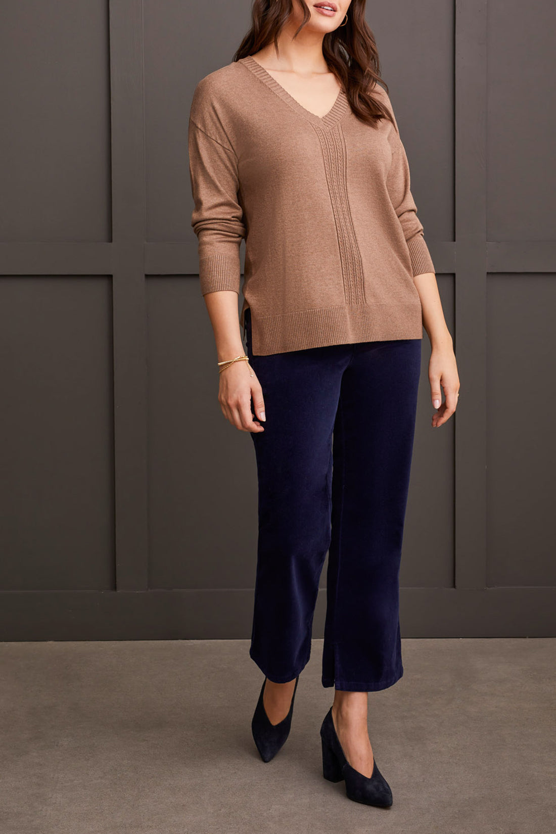 V-Neck Swtr-Mocha-1924O