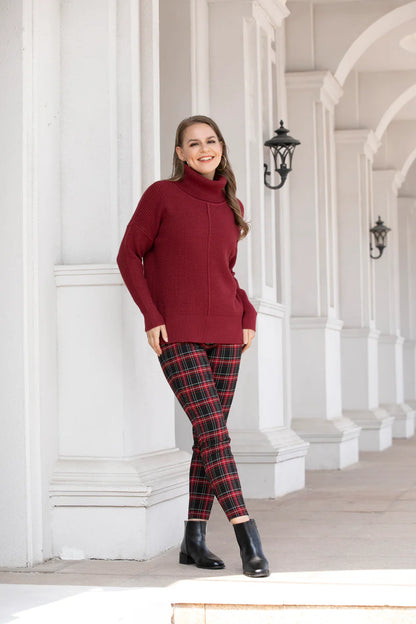 Waffle Knit Sweater - RED
