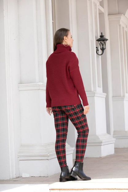 Waffle Knit Sweater - RED