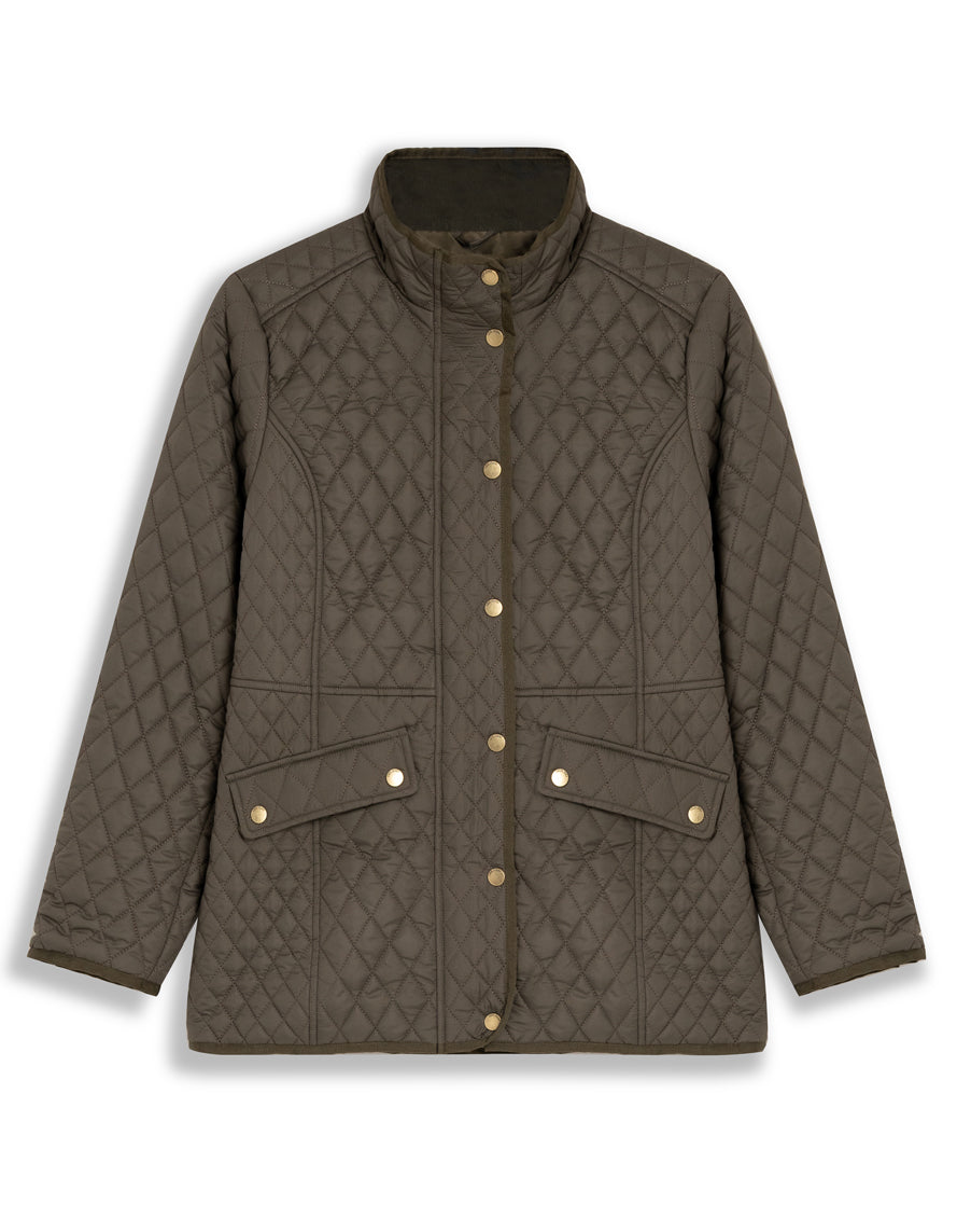 DOLORES - QUILTED COAT - DEEP OLIVE
