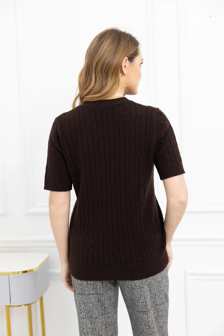 Cable Knit Top- BLACK
