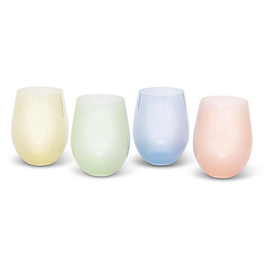 Pastel Wine Stemless Glass Set/4