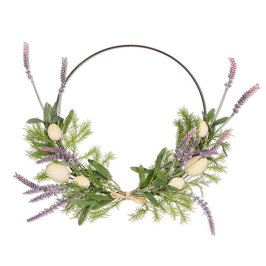 Hoop Wreath w/Eggs & Lavender 16"