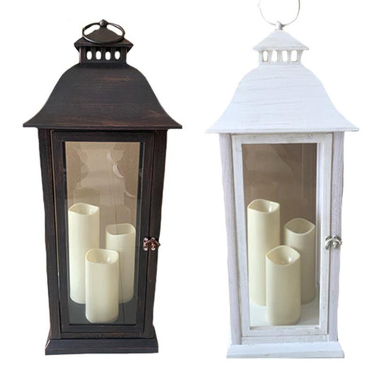 Lantern w/ 3 LED Candles & Timer 52529 - 25 x 9.5"