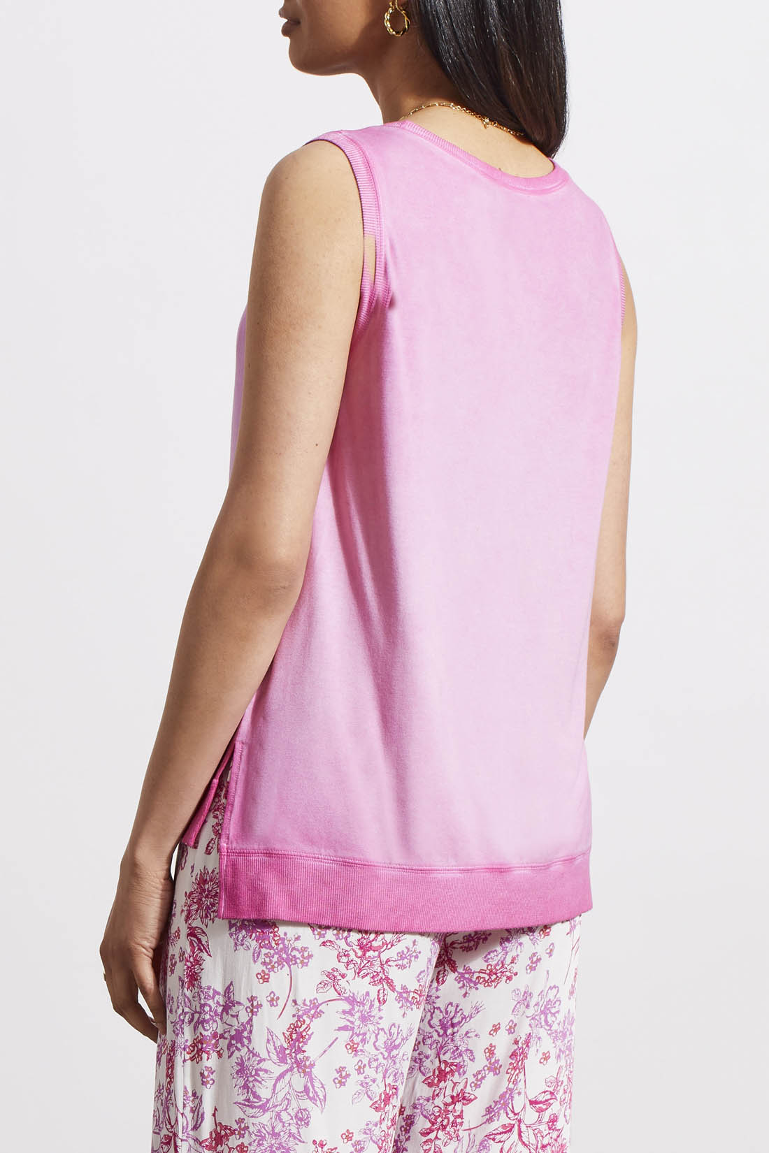 HIGH LOW TANK TOP W/ SPECIAL WASH EFFECT-HI PINK 5358O-4923