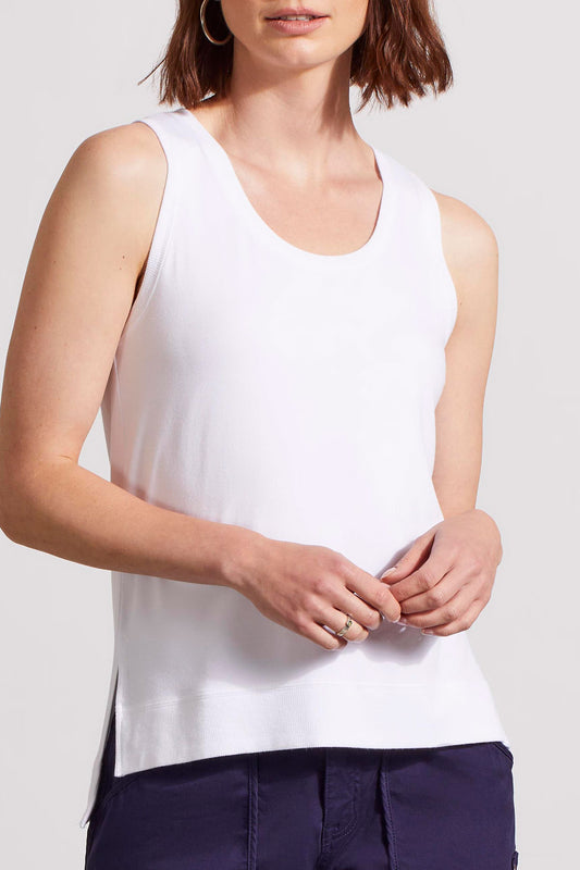 HIGH LOW TANK TOP W/ SPECIAL WASH EFFECT-WHITE 5358O-4923