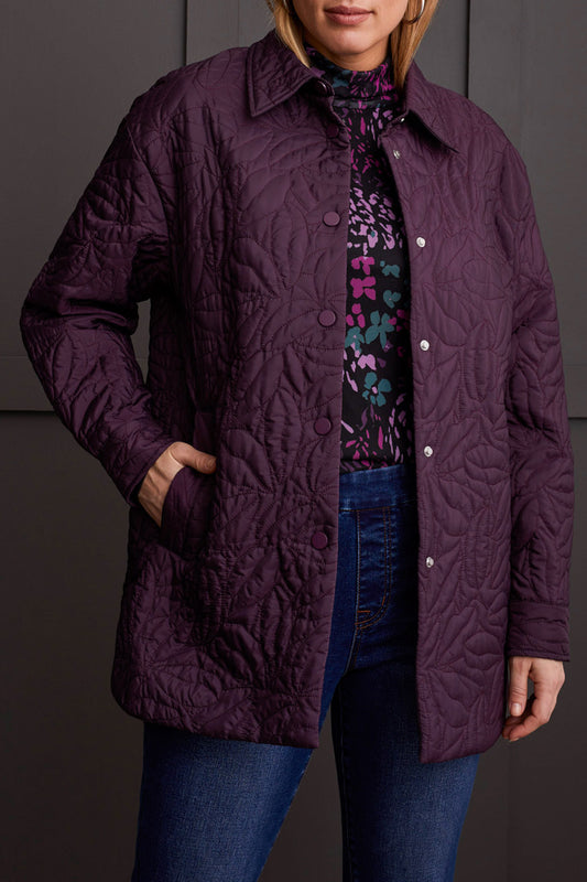 Quilted Shacket - Raisin