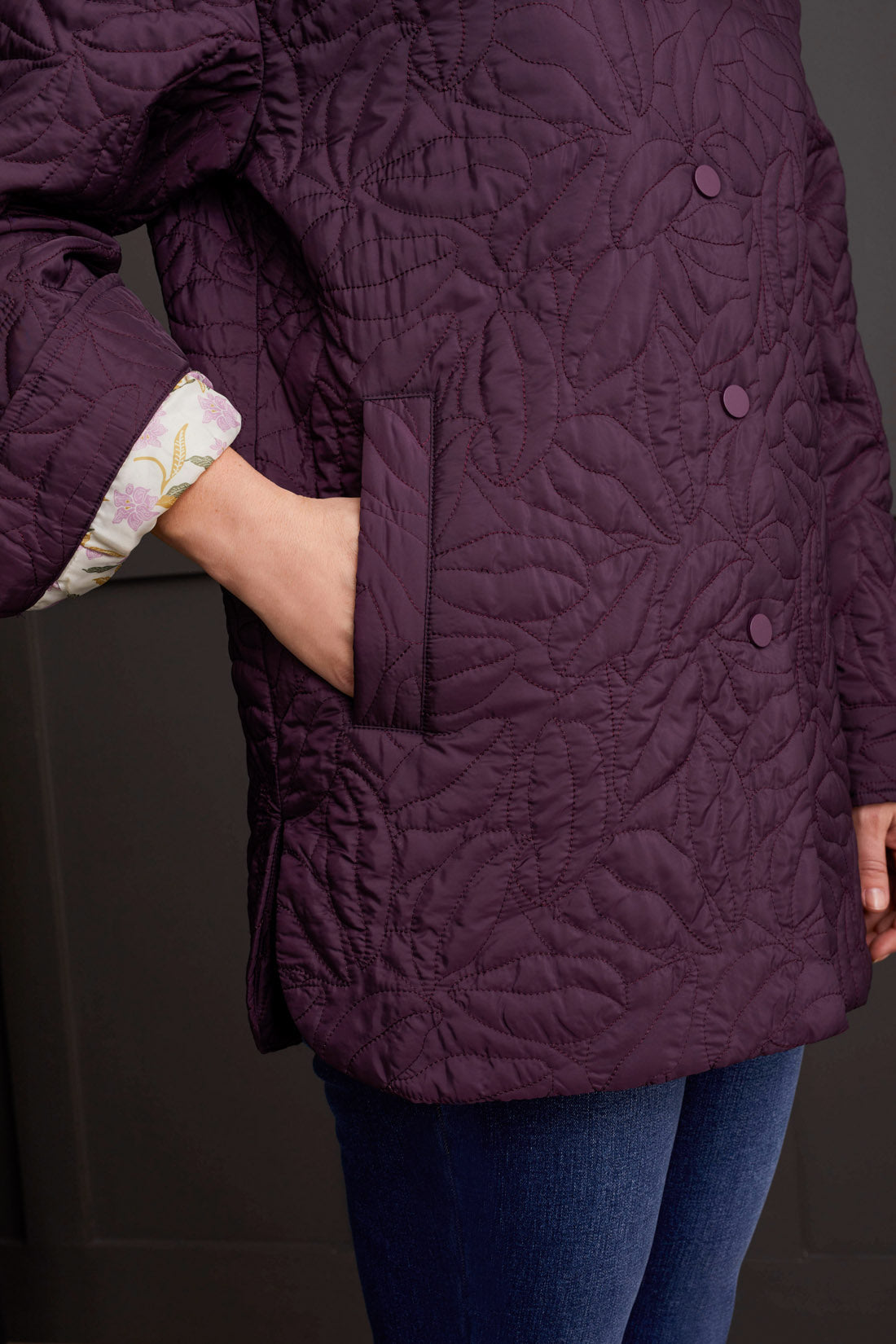 Quilted Shacket - Raisin