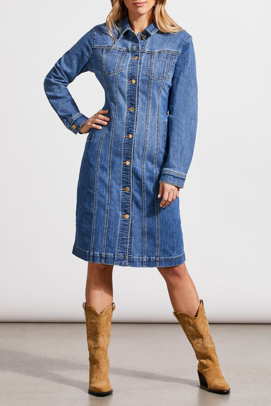 Long Fitted Denim Dress Jacket 5587O