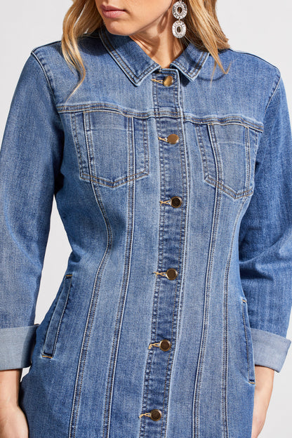 Long Fitted Denim Dress Jacket 5587O