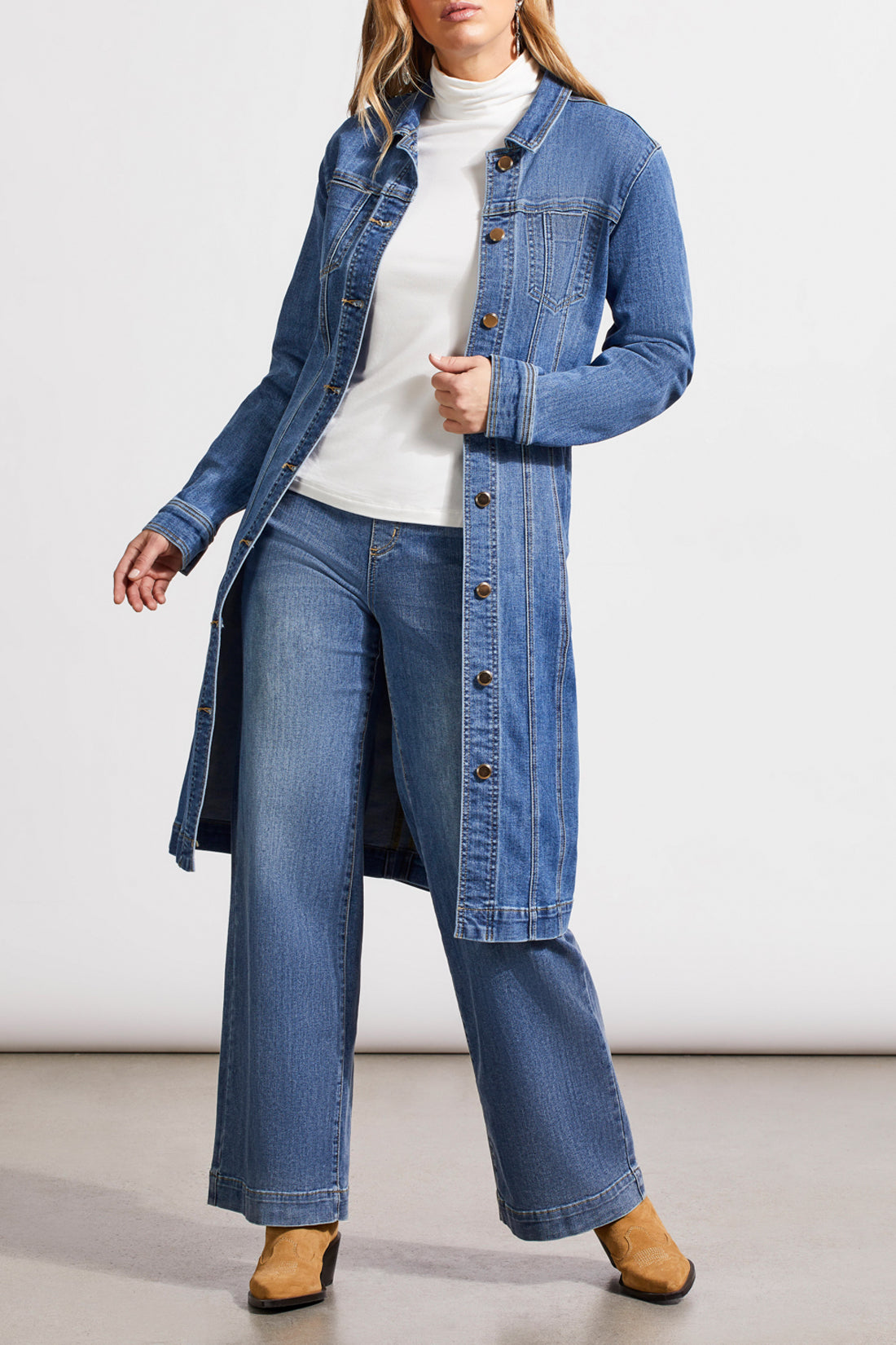 Long Fitted Denim Dress Jacket 5587O