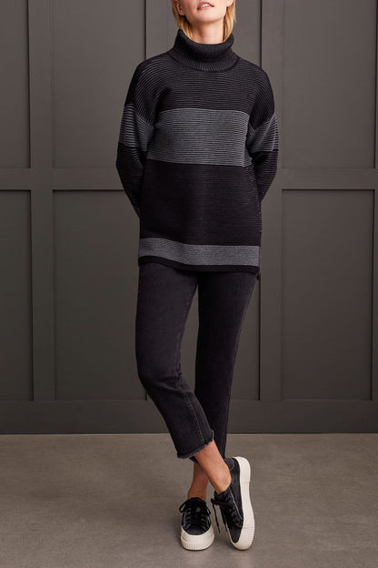 Two-Tone Ottoman Turtleneck-7865O