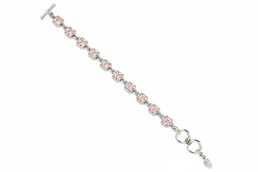 Light Rose gemstone bracelet with silver clasp on a white background
