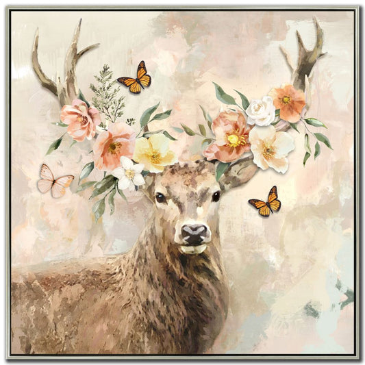 Peach Floral Deer  FRC2301  36x36