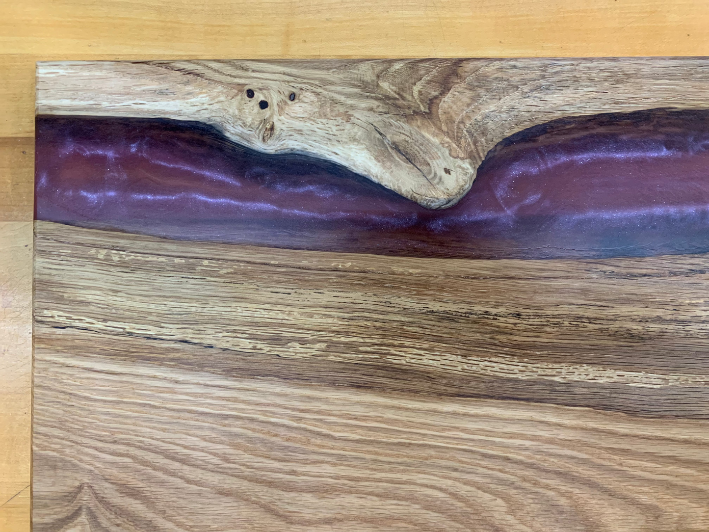 "Purple & Oak " Charcuterie Board w/ Epoxy  15.25" x 9.25"
