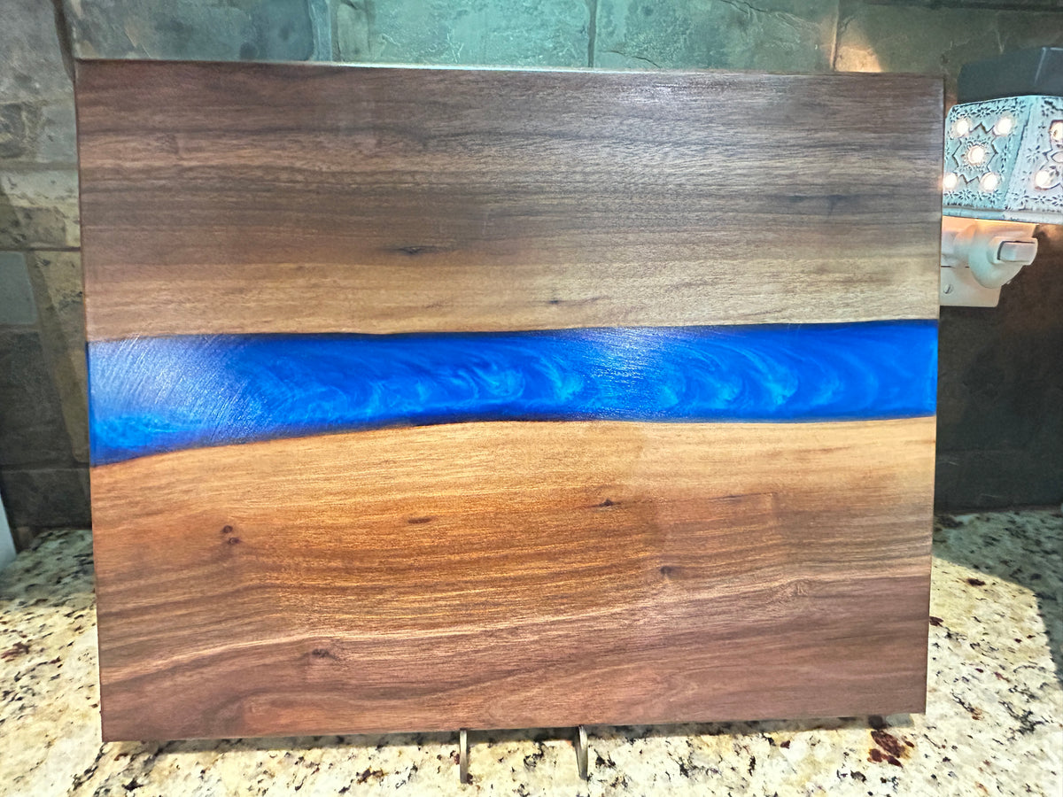 "Midnight Tide & Walnut" Charcuterie Board w/ Epoxy