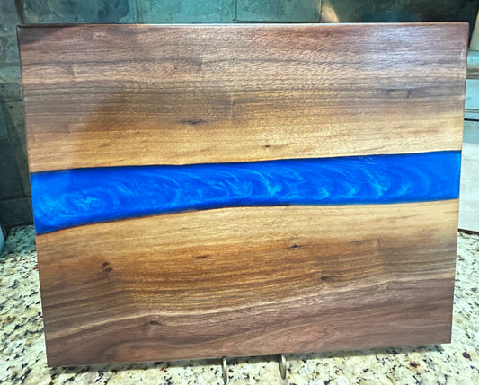 "Midnight Tide & Walnut" Charcuterie Board w/ Epoxy
