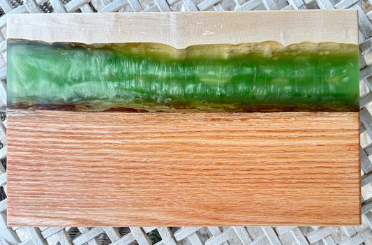 Charcuterie Board Walnut w/ Green Epoxy  15" x 9" x 1"