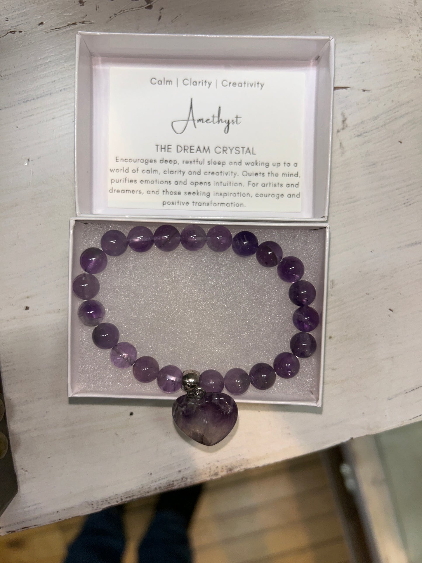 Amethyst Gemstone Bracelet (w/ heart)