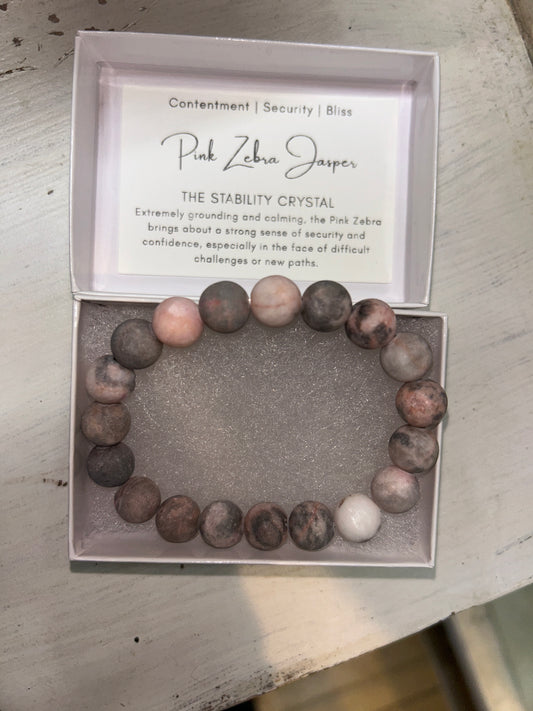 Pink Zebra Jasper Gemstone Bracelet