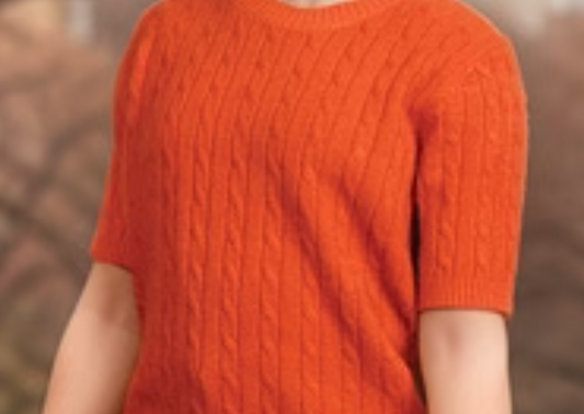 Cable Knit Top- BURNT ORANGE