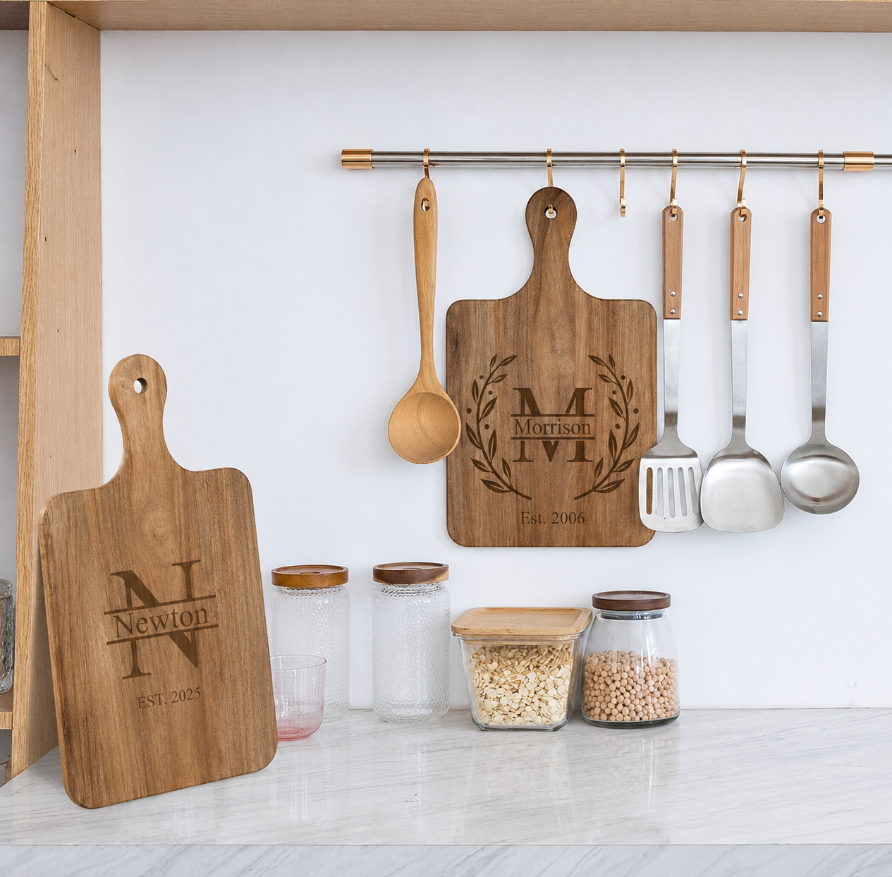 Personalized Monogram Cutting Board | Custom Engraved Hostess Gift